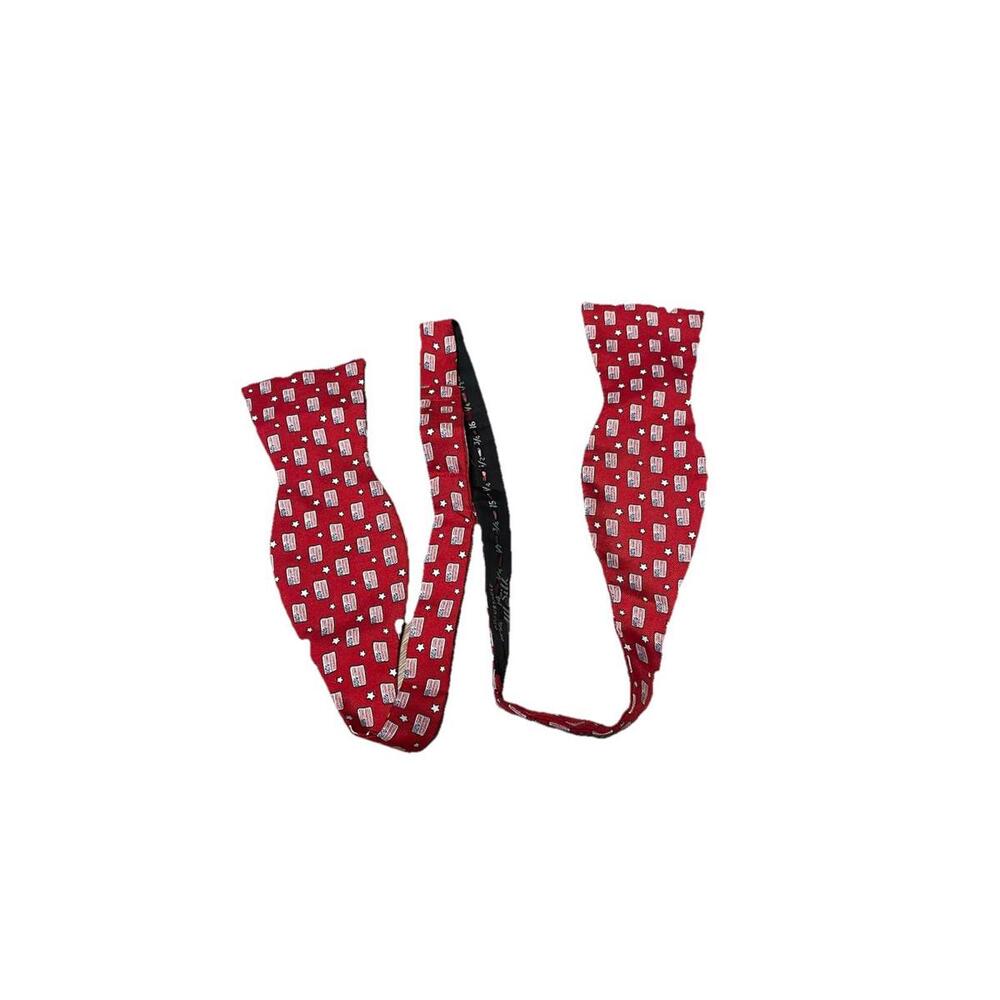Vineyard Vines Silk Bow Tie‎ Red White Blue Flag USA 2.5" Wide Self Tie H85